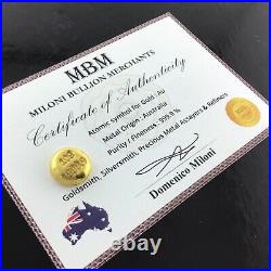 10 Gram 9999 Fine Solid Gold Hand Poured Hallmarked Round Bar Ingot Certified