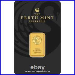 10 Gram 9999 Solid Gold Perth Mint Kangaroo Investor Ingot Bar Sealed Certified