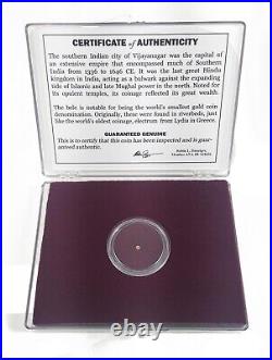 11 PC Certified World's Smallest Gold Coins Bele of Vijayanagara. Story Card