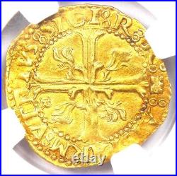 1519-56 Italy Naples Gold Scudo D'oro Carlo V Coin Certified NGC AU55 Rare