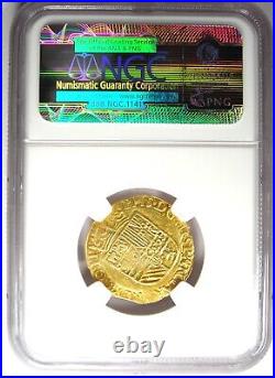 1555-98 Belgium Gold Philip II 1/2 Real D'OR Coin Certified NGC VF Details