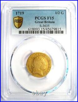 1719 Britain George I Gold Half Guinea 1/2G Coin Certified PCGS F15 Rare