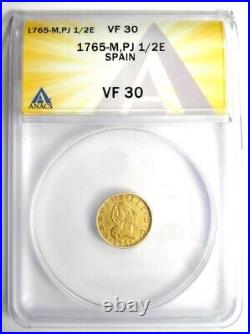 1765 Spain Charles III Half Escudo Gold Coin 1/2E Certified ANACS VF30