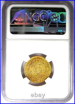 1780 Gold Colombia Charles III 2 Escudos Gold Coin 2E Certified NGC AU55