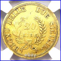 1813 Italy Naples & Sicily Gold 20 Lire Coin 20L Certified NGC AU Details