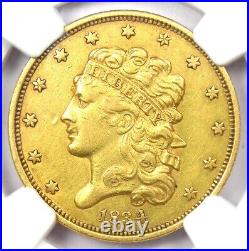 1834 Classic Gold Half Eagle $5 Coin Certified NGC AU Detail Rare Coin