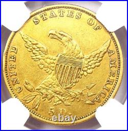 1834 Classic Gold Half Eagle $5 Coin Certified NGC AU Detail Rare Coin