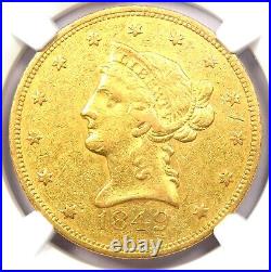 1849 Liberty Gold Eagle $10 Coin Certified NGC AU Details Rare Date