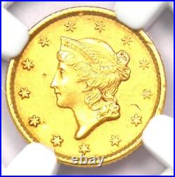 1851 Liberty Gold Dollar G$1 Certified NGC AU Detail Rare Early Gold Coin