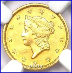 1851 Liberty Gold Dollar G$1 Certified NGC AU Detail Rare Gold Coin