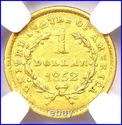 1852 Liberty Gold Dollar G$1 Certified NGC XF Detail Rare Gold Coin