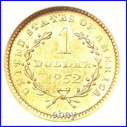 1852 Liberty Gold Dollar G$1 Coin Certified NGC MS61 (BU UNC) Rare Gold Coin