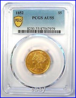 1852 Liberty Gold Half Eagle $5 Coin Certified PCGS AU55 Rare Early Date