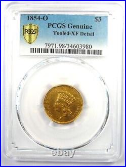 1854-O Three Dollar Indian Gold Coin $3 Certified PCGS XF Details (Damage)