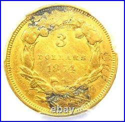 1854-O Three Dollar Indian Gold Coin $3 Certified PCGS XF Details (Damage)