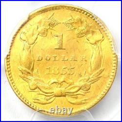 1855 Type 2 Indian Gold Dollar (G$1 Coin) Certified PCGS XF Details Rare