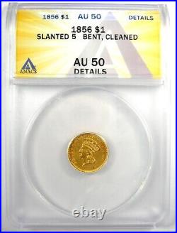 1856 Indian Gold Dollar G$1 Coin Certified ANACS AU50 Detail Rare Gold Coin