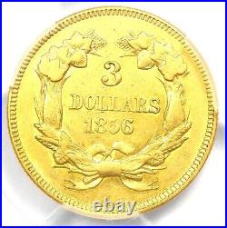 1856 Three Dollar Indian Gold Coin $3 Certified PCGS AU Details Rare Coin