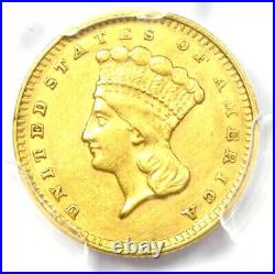 1857 Indian Gold Dollar G$1 Coin Certified PCGS AU50 Rare Gold Coin
