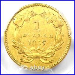 1857 Indian Gold Dollar G$1 Coin Certified PCGS AU50 Rare Gold Coin