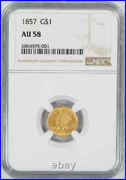 1857 Indian Princess Gold Dollar G$1 Ngc Certified Au 58 About Unc (001)