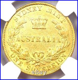 1866 Australia Victoria Gold Sovereign Coin 1S Certified NGC AU53 Rare Coin
