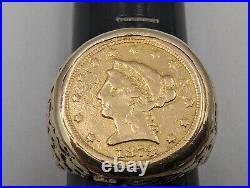 1873 Quarter Eagle Libery Head Love Coin Ring Size 8.75