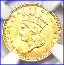 1874 Indian Gold Dollar G$1 Certified NGC AU Details Rare Early Coin