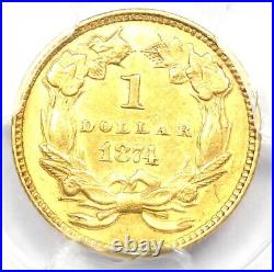 1874 Indian Gold Dollar G$1 Coin Certified PCGS AU58 Rare Gold Coin