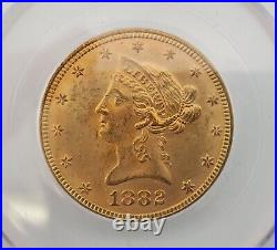 1882 $10 Gold Liberty Eagle Pre33 Us Coin PCGS CERTIFIED Ms62