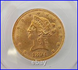 1894 $10 Gold Liberty Eagle Pre33 Us Gold Coin PCGS CERTIFIED Ms62
