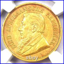 1895 South Africa Zar Gold Half Pond Coin. Certified NGC AU55 Rare Gold Coin