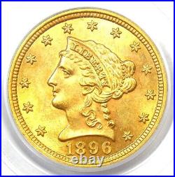 1896 Liberty Gold Quarter Eagle $2.50 Coin Certified PCGS MS62 (BU UNC)
