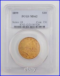 1899 $10 Gold Liberty Eagle Us Pre33 Coin PCGS CERTIFIED Ms62
