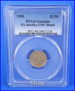 1901 Liberty Head $2.50 Quarter Dollar PCGS Certified Gold Coin UNC Detail