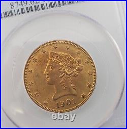 1901 S $10 Liberty Eagle Gold Pre33 Us Coin PCGS CERTIFIED Ms62
