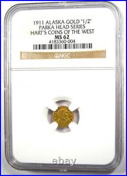 1911 Alaska Gold Parka Head 1/2 Hart's Gold Coin Certified NGC MS62 (BU UNC)