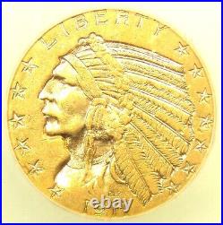 1911 Indian Gold Half Eagle $5 Gold Coin Certified ICG MS62 (UNC BU)