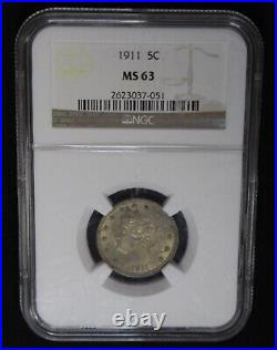 1911 Liberty Nickel MS63 Gold Color Toning NGC Graded Certified Toned Coin V