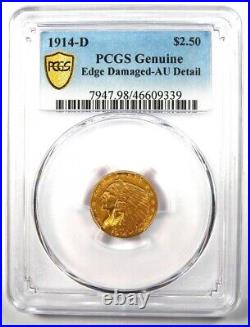 1914-D Indian Gold Quarter Eagle $2.50 Certified PCGS AU Details Rare