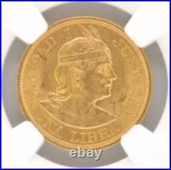 1916 Peru Una Libra Gold Coin NGC Certified MS 63 KM# 207 South American Lima