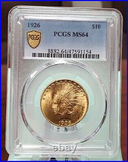 1926 P $10 Gold Indian Pre33 Is Gold Coin Pcgs Ms64 Certified