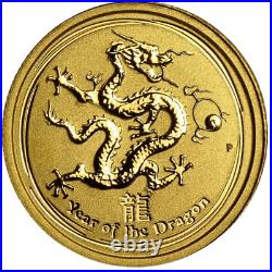 1/20 Oz 9999 Gold Perth Mint 2012 Year of the Dragon Bullion Coin New In Capsule