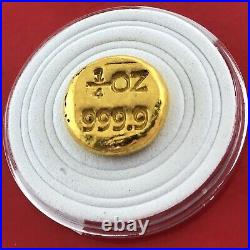 1/4 Oz 999.9 Pure Fine Gold Hand Poured Investor Ingot Bar 7.78 gr
