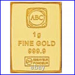 1 Gram 24Kt 999.9 Purity ABC Mint Fine Solid Gold Bullion Investor Ingot Bar