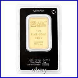 1 Troy Oz 999.9 Fine Gold ABC Bullion Minted Tablet Ingot Bar Sealed & Certified
