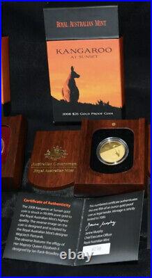 2008 Kangaroo at Sunset $25 1/5oz Gold Proof Coin RAM 2nd Coin In Series