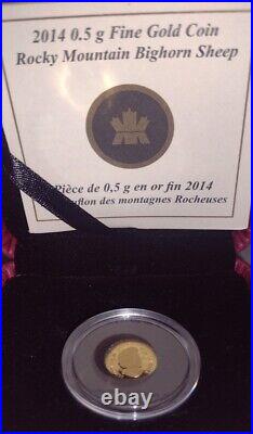 2014 Canada 25c Pure 24k Gold Coin 0.5 gram Bighorn Sheep