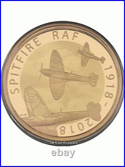 2018 RAF Spitfire UK £2 Gold Proof Coin Certified And Graded By PCGs as PR69