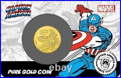 2021 Cook Islands Marvel Comics Captain America 80th 0.5g. 999 Gold Proof Coin
